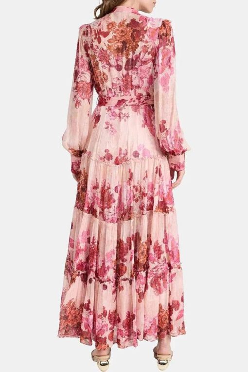Floral Mid Sleeve Maxi Dress