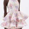 Solid Ruffle Halter Neck Mini Dress