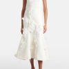 3D Flower Satin Sleeveless Midi Dress